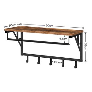 Phong cách Công Nghiệp Treo Tường Áo Rack, tường gờ kệ với treo Đường sắt, nổi kệ với 5 móc cho quần áo mũ túi - Product Image 2