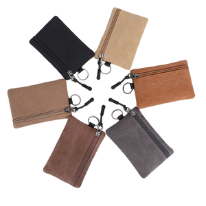 <b>Cheap</b> Price Canvas Coin <b>Purse</b> Portable Key Cards Holder Small Wallet Bag with Zipper Closure - Product Image 1