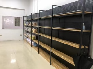 Özelleştirilebilir Yepyeni Çelik-Ahşap Atıştırmalık Teşhir Rafı, Epoksi Toz Boya Kaplama ve Süpermarket Rafları İçin Hızlı Kurulum Özelliğiyle - Product Image 2