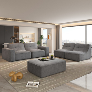 Ensemble de canapés modulaires sectionnels, assise profonde amovible, canapé moderne en chenille scintillante à monter soi-même pour salon, appartement, bureau - Product Image 3