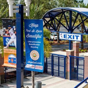 Professional Metal Fasteners Double Sided Street Advertising PVC Pole Banner Fast Delivery Outdoor Silk & Polyester <b>Flags</b> - Product Image 6