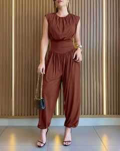 Summer Sleeveless Women's High Waisted <strong>Jumpsuits</strong> Solid Tummy Control <strong>Jumpsuit</strong> Loose Women's Casual <strong>Harem</strong> <strong>Jumpsuit</strong> - Product Image 5