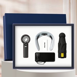 Business Gift Set Handheld Fan Power Bank Umbrella Neck Massager Custom Logo Color Corporate Promotional Gifts Handmade UV - Product Image 2