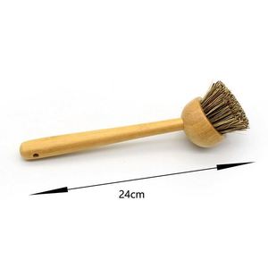 Factory Price Pot <b>Brush</b> Bamboo Wooden Vegan Sisal Bristles Kitchen Cleaning Wash Dish - Product Image 4