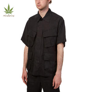 Mens Workshirts 100% Botão De Cânhamo Camisa Casual Camisola de Cânhamo Puro Camisa Dos Homens de Manga Curta Multi-bolso Camisa De Fadiga - Product Image 4