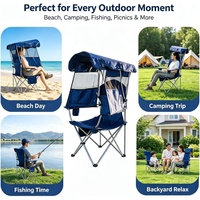 Chaise de plage pliable portable avec auvent 3 côtés, multicolore, construction robuste, capacité de charge 120 kg, pour le camping en plein air