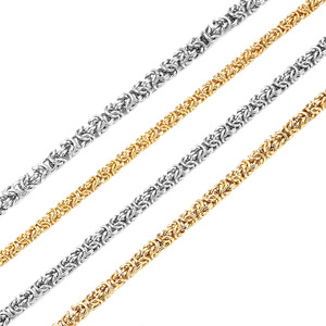 Collar y Pulsera <span class=keywords><strong>de</strong></span> Cadena Bizantina <span class=keywords><strong>de</strong></span> Acero Inoxidable con Baño <span class=keywords><strong>de</strong></span> <span class=keywords><strong>Oro</strong></span> PVD <span class=keywords><strong>de</strong></span> 18K, 6/7/8mm, Hipoalergénico, Estilo HipHop, Juego <span class=keywords><strong>de</strong></span> Joyería para Hombre y Mujer, Venta al Por Mayor - Product Image 2