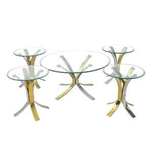 nordic center sofa tables stainless steel gold round modern luxury glass coffee table set for living room