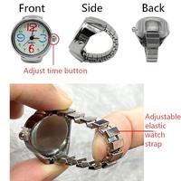 BOZHI 006-1 032-1 001-1 Montre à anneau rétro hip-hop, bracelet élastique, cadran, montre à quartz argentée mini pour homme, montre à anneau pour femme