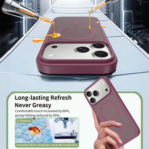 Étui de téléphone magnétique de luxe pour <span class=keywords><strong>iPhone</strong></span> 18 17 <span class=keywords><strong>Pro</strong></span> Max, finition mate cerise foncée, toucher soyeux, antichoc, <span class=keywords><strong>coque</strong></span> de protection personnalisée pour téléphone portable - Product Image 5