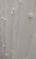 Ravissant rideau en voile transparent à pompons en forme de V, style bohème, à pois, franges, jacquard, prêt à poser, pour enfants, style girly, en tissu voile transparent.