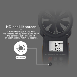 <span class=keywords><strong>Anémomètre</strong></span> Bluetooth BT-100-APP <span class=keywords><strong>avec</strong></span> connectivité sans fil pour la mesure de la vitesse du vent et de la température de l'air, unité km/h - Product Image 5
