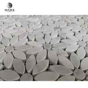 Custom White Flower Marble Mosaic Stone Tile For Bathroom Floor Inlays