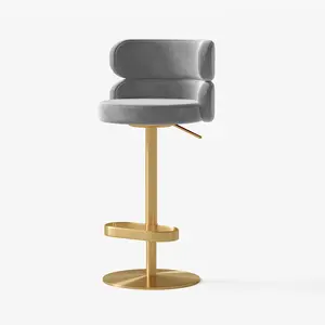 Modern Luxury Metal Counter 106 CM Height Bar Chair With steel golden frame high chair for bar Bar Chairs for pub
