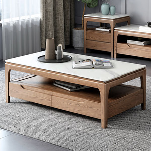 Tavolino da Caffè Moderno in <span class=keywords><strong>Legno</strong></span> <span class=keywords><strong>con</strong></span> Quattro Cassetti Pieghevoli e Grande Capacità <span class=keywords><strong>di</strong></span> Stoccaggio - Product Image 1
