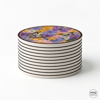 Sous-verres en papier floral botanique imprimés sur mesure, vente en gros, 3,5 pouces, ronds, absorbants, en pulpe, pour bar, avec logo en couleur