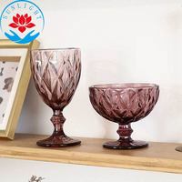 Verres à vin en verre coloré vintage pour mariage, fête, gobelets à champagne verts, verres à eau, bleu gris, violet-rose