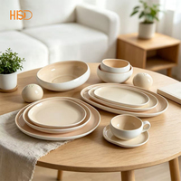 Service de table élégant en céramique couleur crème, bols et pots à épices, vaisselle domestique réutilisable en porcelaine, personnalisable
