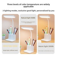 Lampe de table à commande tactile minimaliste moderne, lampe de chevet créative intelligente pour étudiants, lampe de lecture LED pour la protection des yeux avec porte-stylo