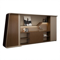 Bibliothèque de bureau exécutive moderne de luxe, armoire de rangement architecturale pour PDG avec éclairage LED pour ensemble de bureau complet