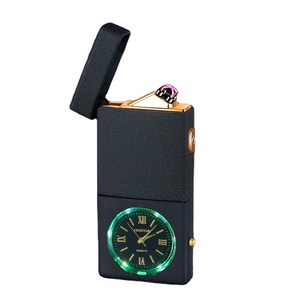 Wholesale Electric <strong>Rechargeable</strong> LED <strong>Lighter</strong> Dual Arc Plasma Metal Cigarette <strong>Lighter</strong> with Watch Windproof Feature Business Gifts - Product Image 1