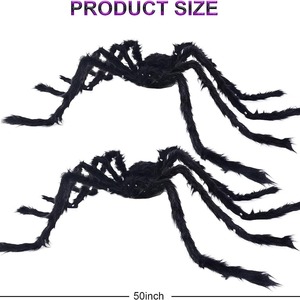 4 piedi viola LED ragno finto gigante di Halloween fuori dalla decorazione della casa illuminano ragni pelosi neri 125cm raccapriccianti per feste infestate - Product Image 5