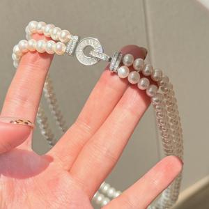 Collier double couche plaqué or 14 carats Zhizhen, perle d'eau douce de 6 à 7 mm, style parfumé, collier élégant - Product Image 3