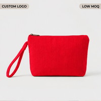 Pochette de soirée en velours côtelé écologique et durable avec dragonne, mini portefeuille zippé pour femme – Vente en gros