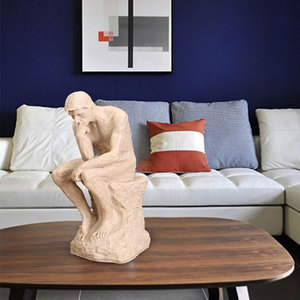 Estatua del Pensador, Escultura Moderna Clásica de Resina Art Deco, Decoración de Mesa Dorada/Plateada para Sala de Estar, Oficina, Hogar - Product Image 2