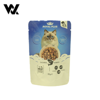 Sachet de conditionnement pour aliments pour animaux de compagnie humides, en aluminium de qualité alimentaire, imprimé sur mesure, résistant aux hautes températures (121°C), thermoscellable, pour cuisson et rétortage