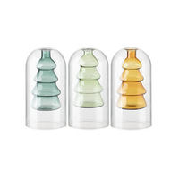 Diffuseur d'arômes créatif en verre soufflé transparent à double couche, en forme de sapin de Noël, pour décoration intérieure, fleur hydroponique, MOQ personnalisé