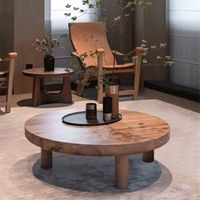 Table basse en bois massif nordique, style moderne simple rétro, table à thé en bois de designer, petite table à thé pour salon, table à thé ronde pour la maison
