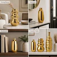 Vases en céramique et porcelaine modernes, décoration dorée pour la maison, accessoires de décoration de luxe pour le salon, la salle à manger, le bureau, vase à fleurs décoratif