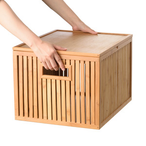 Le panier de rangement de style moderne de la meilleure qualité avec couvercle nouveauté panier de rangement en bambou - Product Image 4