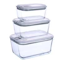 Contenants de rangement en verre transparent pour cuisine, boîtes alimentaires hermétiques pour l'organisation du réfrigérateur, les collations, les fruits et la préparation des repas (vente en gros)