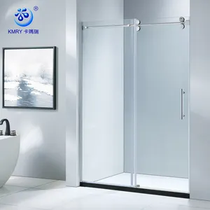 Pabrik Foshan KMRY kustom kaca Shower pintu lurus geser tanpa bingkai Shower kaca pintu kamar mandi