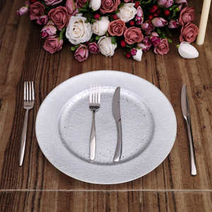 Assiettes de présentation or/argent personnalisées de luxe 33cm acrylique ou verre paramètres de table décoratifs assiette en plastique de mariage - Product Image 4