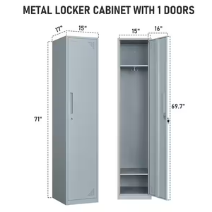 2-Tier kim loại Locker cửa duy nhất màu xám lưu trữ Kệ Locker cho nhân viên công nhân - Product Image 4
