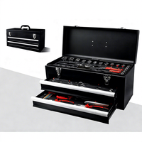 Boîte à outils en métal avec tiroirs, boîte à outils portable en acier avec doublure de protection et fermeture à loquet et serrure pour garage et maison