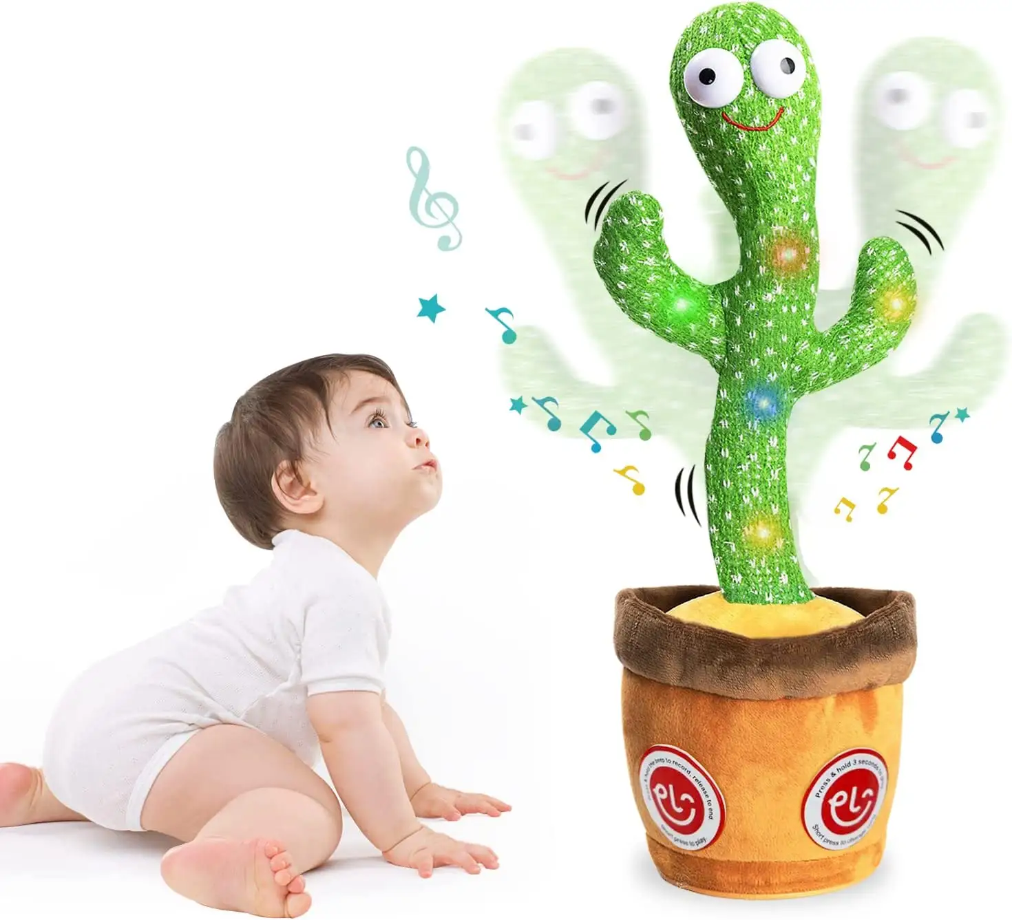 Dance Talking Cactus Toy Singing Dancing Mimicking Toy for Babies Repeating Cactus Repeats What You Say Plush Toys