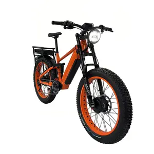 사냥 시즌 사용 전기 자전거 26 인치 모터 750W 1000W 듀얼 드라이브 자전거 풀 서스펜션 더블 배터리 리튬 ebike