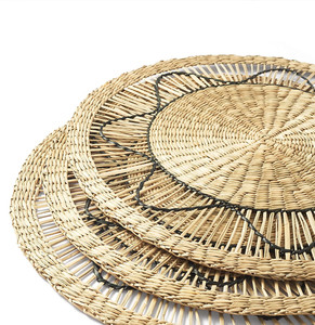 Set de 6 napperons ronds en jonc de mer, tapis de Table tissé résistant à la chaleur naturelle pour Table - Product Image 6