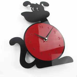 Reloj de pared acrílico con forma de perro de dibujos animados, reloj de pared decorativo con efecto 3D, reloj artístico