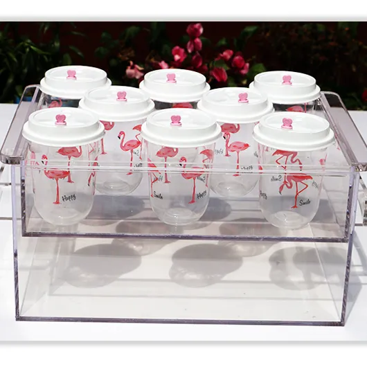 Fresco suco de frutas bebida fria display stand acrílico transparente caixa de exibição de loja de chá de leite bebida promocionais