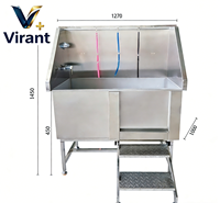 Station de lavage professionnelle pour chiens en acier inoxydable 304 robuste pour salon de toilettage et jardin