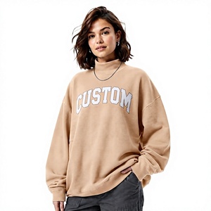 เสื้อสเวตเชิ้ตคอเต่าทรงโอเวอร์ไซส์ ออกแบบตามสั่ง OEM แขนยาวทรงหลวม สวมใส่สบาย เหมาะสำหรับฤดูใบไม้ร่วงและฤดูหนาว มีโลโก้ด้านหน้า สำหรับผู้หญิง - Product Image 1