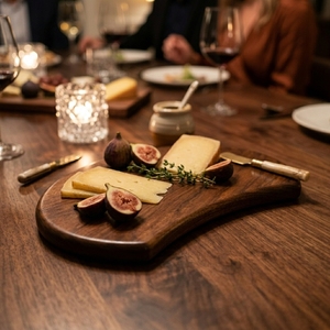 <span class=keywords><strong>Planche</strong></span> à découper en <span class=keywords><strong>bois</strong></span> de noyer semi-circulaire unique, grain naturel, pour restaurant professionnel et décoration de cuisine moderne - Product Image 6