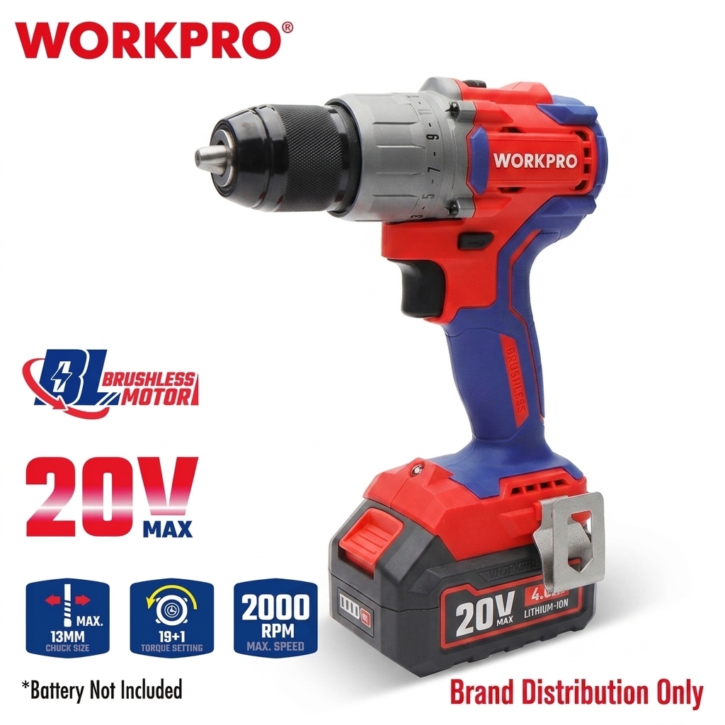 WORKPRO Portable 20V DC Brushless Hand Tools Kit Electric Drill Power Tools