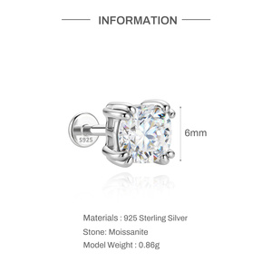 Pendiente de botón de morganita color D de 6 mm con cabeza de oro blanco minimalista, plata de ley S925 chapada en rodio, regalo - Product Image 4