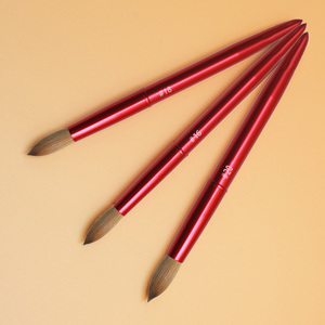 Kolinsky Hair Round Acrylic Nail Brush Custom Logo Red Metal Handle Wholesale Manicure Salon Powder <b>Builder</b> Nail Art Brush - Product Image 4